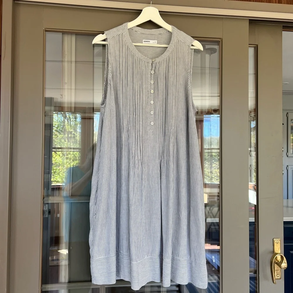 Sonoma Gray and White Striped Dress - Picture 2 of 8